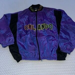 Vintage 90s Orlando Florida Purple Windbreaker Jacket One Size Colorblock Y2K